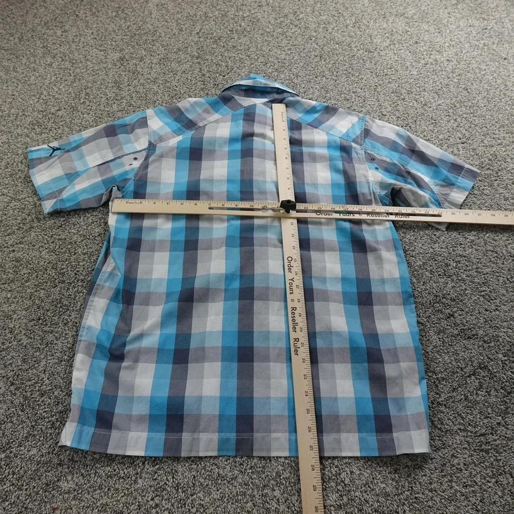 Jordan Shirt Mens M Blue Plaid Short Sleeve Button Up‎ Casual Jumpman Basketball